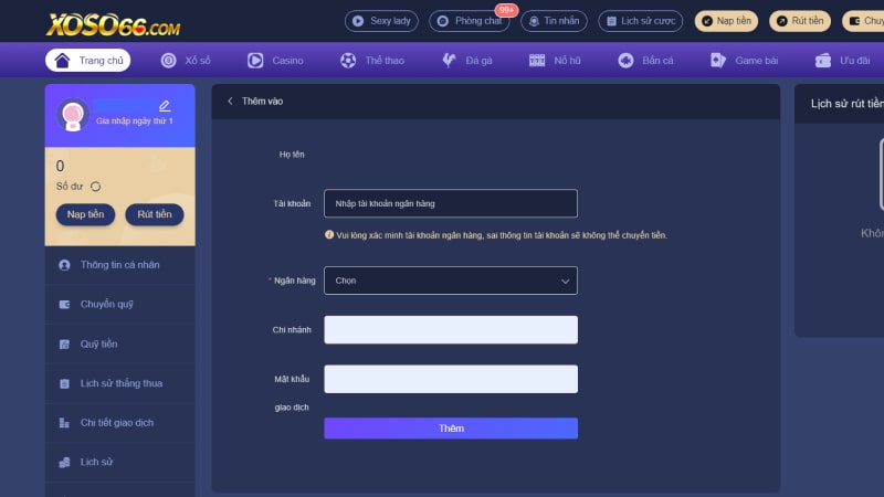 Cung cấp thông tin rút tiền cho nhà cái Xoso66 
